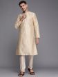 Manyavar Men Beige Ethnic Motifs Thread Work Kurta with Churidar Online Hot Sale