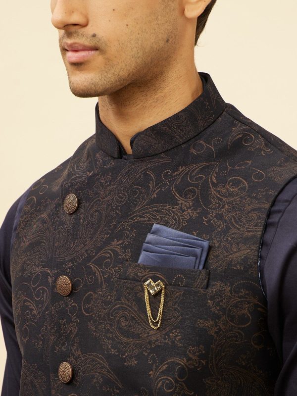 Manyavar Brocade Regular Kurta and Pyjamas With Nehru Jacket Hot on Sale