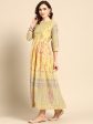 Sangria Women Yellow & Pink Floral Printed Anarkali Kurta For Discount