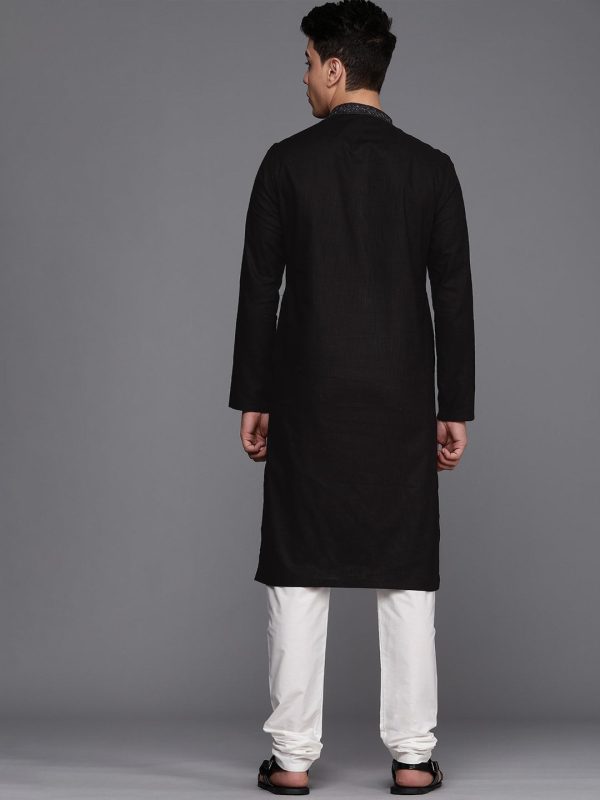 Manyavar Men Black Self Design Kurta with Churidar Online now