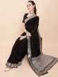 Sangria Black & Silver-Toned Embellished Sequinned Pure Georgette Saree For Cheap