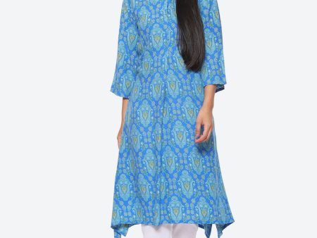 Biba Ethnic Motifs Printed Asymmetric A-Line Kurta Supply