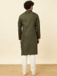 Manyavar Mandarin Collar Thread Work Pure Cotton Kurta & Pyjamas Cheap