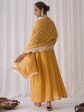 Women Yellow Embroidered A-Line Kurta Trousers With Dupatta Set - Taantav Online