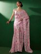 Sangria Floral Embellished Satin Saree on Sale