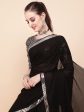 Sangria Black & Silver-Toned Sequinned Pure Georgette Celebrity Saree For Sale