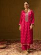 Women Magenta Embroidered Straight Kurta Trousers With Dupatta Set - Taantav Sale