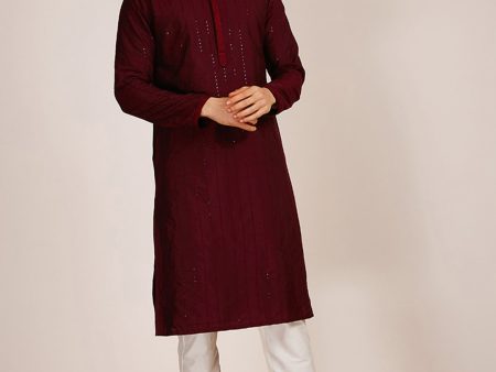 Manyavar Men Striped Sequinned Kurta with Pyjamas Discount