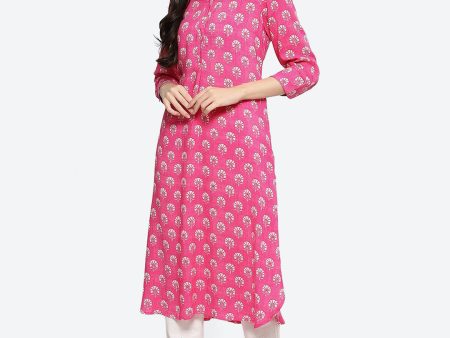 Biba Ethnic Motifs Printed Shirt Collar Kurta For Cheap