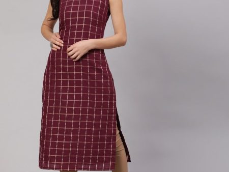 Aks Checked Chanderi Silk Straight Kurta Discount