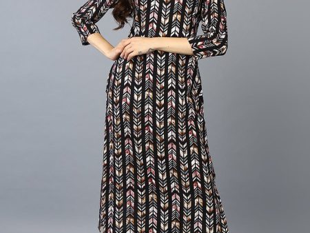 Ahika Black Viscose Rayon Ethnic Motifs Straight Kurta Online now