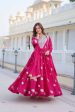 Aastha Fashion Magenta Fox Georgette Heavy 3mm sequence Embroidery Work Gown Discount