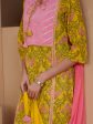 Sangria Yellow & Peach Floral Printed Pure Cotton Straight Kurta With Trousers & Dupatta Online now