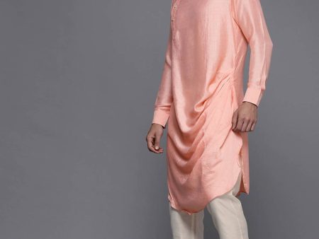 Manyavar Men Coral Angrakha Kurta with Pyjamas Online