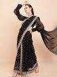 Sangria Black & White Embellished Sequinned Pure Georgette Palazoo Saree Sale