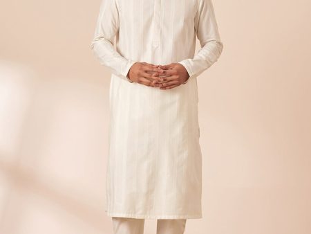 Manyavar Men Striped Pure Cotton Kurta with Pyjamas Fashion