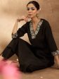 Women Black Embroidered Straight Kurta Trousers Set - Taantav Online Hot Sale