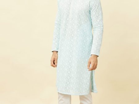 Manyavar Floral Chikankari Embroidered Regular Thread Work Kurta With Pyjamas Fashion