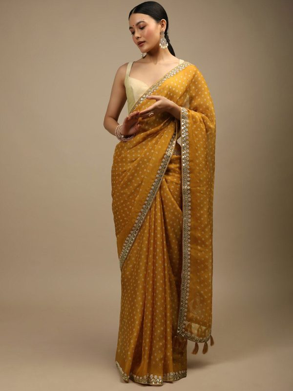 Sangria Bandhani Printed Beads and Stones Saree For Cheap