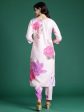 Women Peach Printed Straight Kurta Trousers Set - Taantav Discount