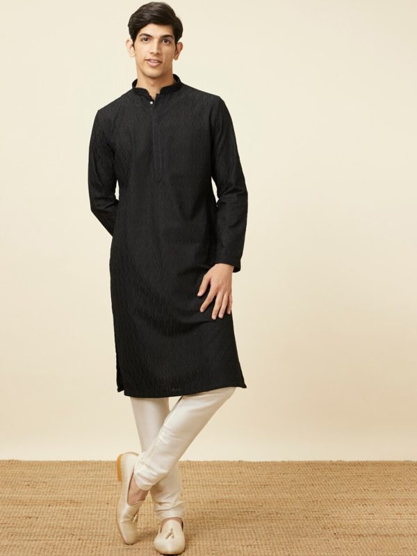 Manyavar Men Ethnic Motifs Embroidered Thread Work Kurta With Pyjamas Fashion