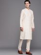 Manyavar Men Cream-Coloured Ethnic Motifs Printed Thread Work Kurta with Churidar Online Sale