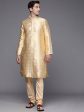 Manyavar Men Beige Ethnic Motifs Woven Design Kurta with Churidar Online Hot Sale