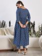 Women Blue Printed A-Line Kurta Trousers Set - Taantav Online Sale