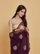 Sangria Coffee Brown Ethnic Motifs Embroidered Zari Pure Georgette Saree Hot on Sale