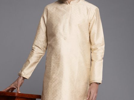 Manyavar Men Beige Ethnic Motifs Thread Work Kurta with Churidar Online Hot Sale