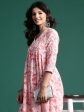 Women Peach Printed A-Line Kurta Trousers Set - Taantav For Discount