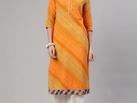 Aks Bandhani Printed Gotta Patti Regular Pure Cotton Kurta with Harem Pants For Sale