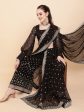 Sangria Black & White Embellished Sequinned Pure Georgette Palazoo Saree Sale