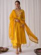 Women Yellow Embroidered A-Line Kurta Palazzos With Dupatta Set - Taantav Supply