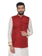 Manyavar Men s Regular Fit Maroon Waistcoat Discount