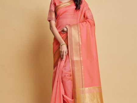 Sangria Woven Design Border Art Silk Banarasi Saree Hot on Sale