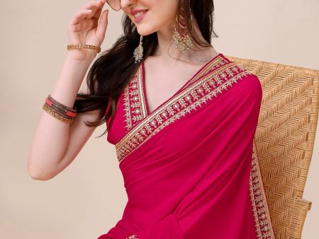 Sangria Embroidered Saree With Blouse For Cheap