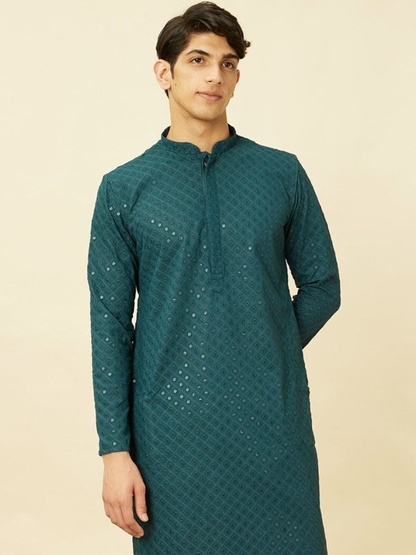 Manyavar Ethnic Motifs Embroidered Sequinned Kurta with Pyjamas Hot on Sale