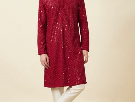 Manyavar Floral Chikankari Embroidered Kurta With Pyjamas For Cheap