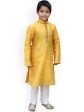 Manyavar Boys Mustard Yellow Solid Kurta Set For Discount