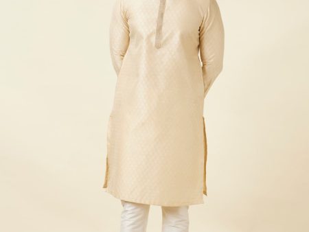 Manyavar Men Beige Regular Kurta with Pyjamas For Sale