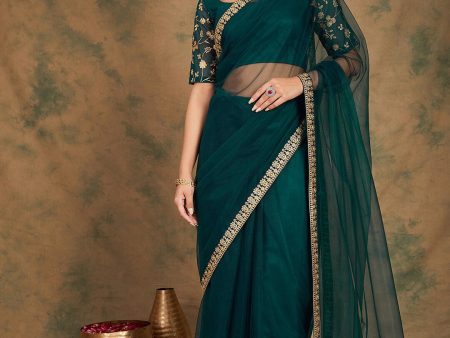 Sangria Embroidered Detailed Net Saree Online Sale