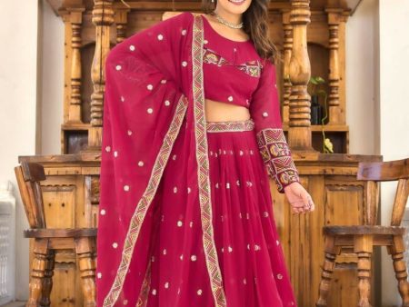 Aastha Fashion Magenta Fox Georgette Heavy Sequence and Thread Embroidery Work Lehenga Choli For Discount