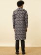 Manyavar Black Panther Printed Mandarin Collar Kurta and Churidar Online