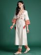 Women Off White Embroidered A-Line Kurta Trousers Set - Taantav Sale