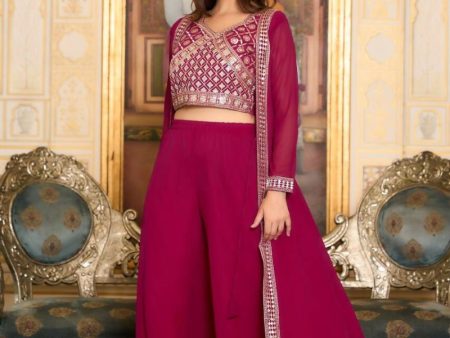 Aastha Fashion Maroon Readymade Shrug & Palazzo With choli Online Hot Sale