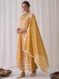 Women Yellow Embroidered A-Line Kurta Trousers With Dupatta Set - Taantav Online