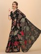 Sangria Black & Red Floral Sequinned Pure Georgette Saree Sale