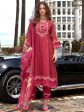 Women Pink Embroidered A-Line Kurta Trousers With Dupatta Set - Taantav For Cheap