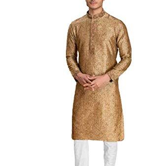 Manyavar Men s Full Sleeve Regular Fit Banded Collar Designer Kurta & Churidar Set Hot on Sale